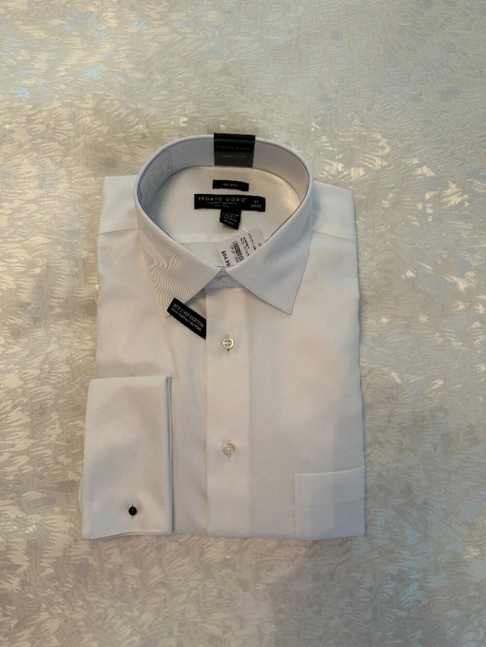 Pronto Uomo Men's white dress shirt with French Cuffs